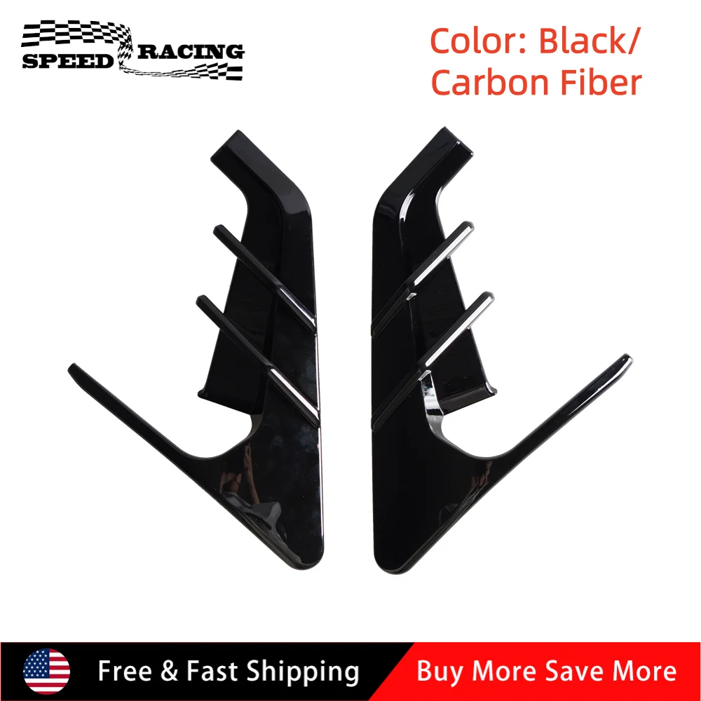 2pcs Camera Flanks Covers Spoiler Decorative Protector Guards Dustproof DIY Kit Black Carbon Fiber For 2019-2022 Tesla Model 3 Y