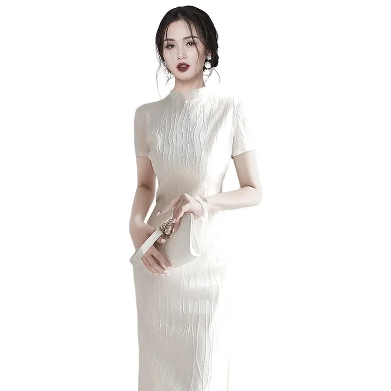 Cheongsam vestido verão novas mulheres minimalista estilo coreano elegante magro socialite festa deusa estilo bodycon streetwear japonês