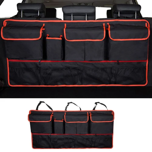 Organizador Universal para SUV/MPV, bolsa de almacenamiento para asiento trasero de maletero, red de almacenamiento multifuncional trasera de coche, bolsillo, suministros de Interior de coche