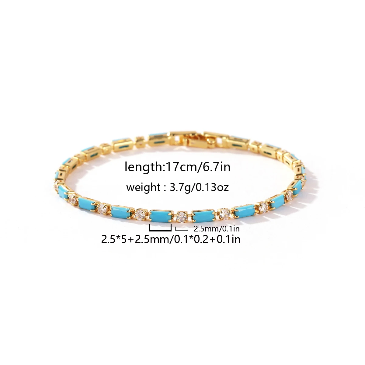 Hochwertige Modische Einfache Blaue Türkis-CZ Gestapelte Tennis-Armbänder für Damen und Herren Nischendesign Perfektes Schmuckgeschenk Großhandel – Detail 5