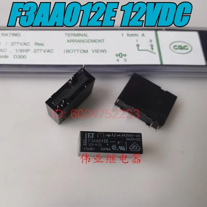 (Nuevo) 10 unidades/lote, relé 100% original y genuino: F3AA012E 12VDC 4 pines 3A