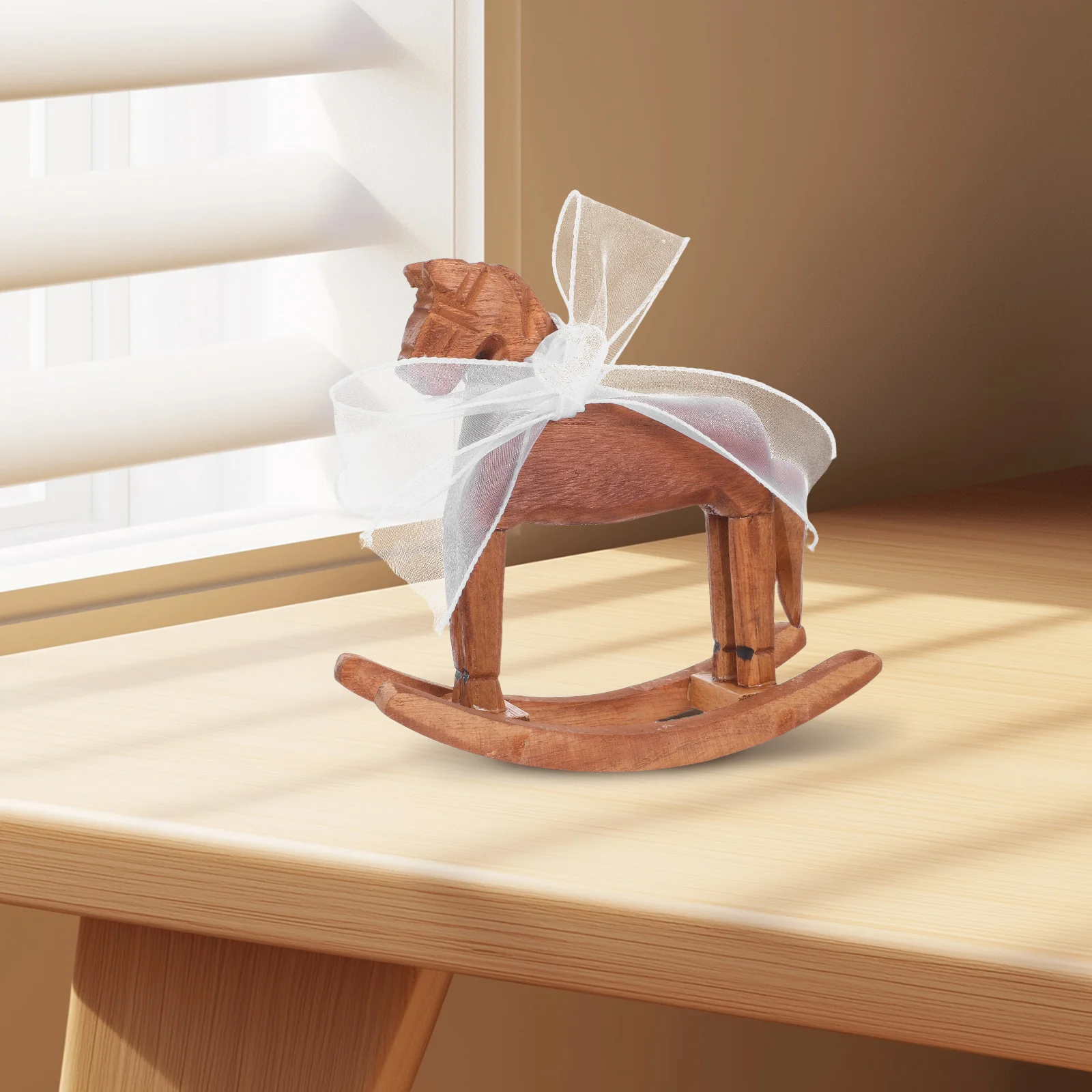 ม้าโยกโบราณ: ม้าโยกไม้รูปสัตว์ขนาดเล็ก สำหรับตกแต่งบ้าน ชั้นวางของเด็ก ตกแต่งห้องนั่งเล่น