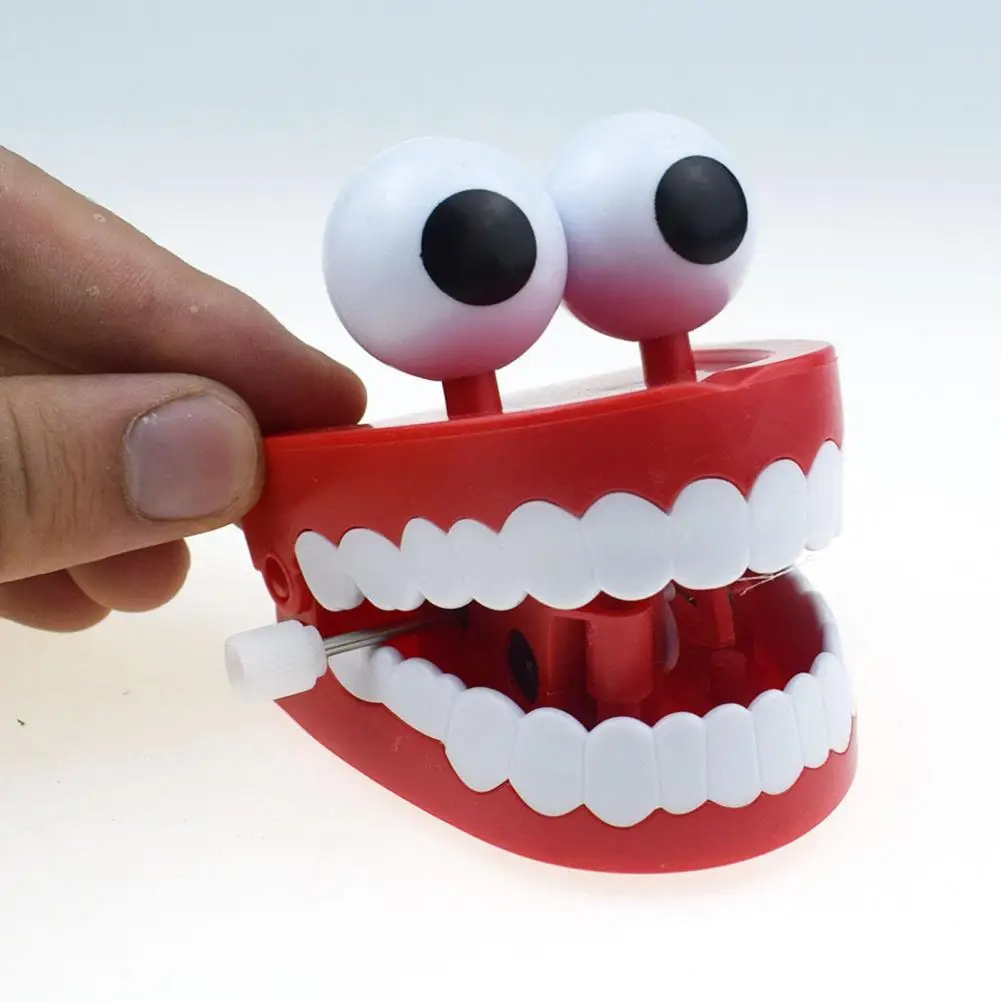 Clockwork Toy Creative Shape Big Eyes Jumping Denture Educational Mechanical Spring Wind Up Toy Halloween Prank Decoration Gift