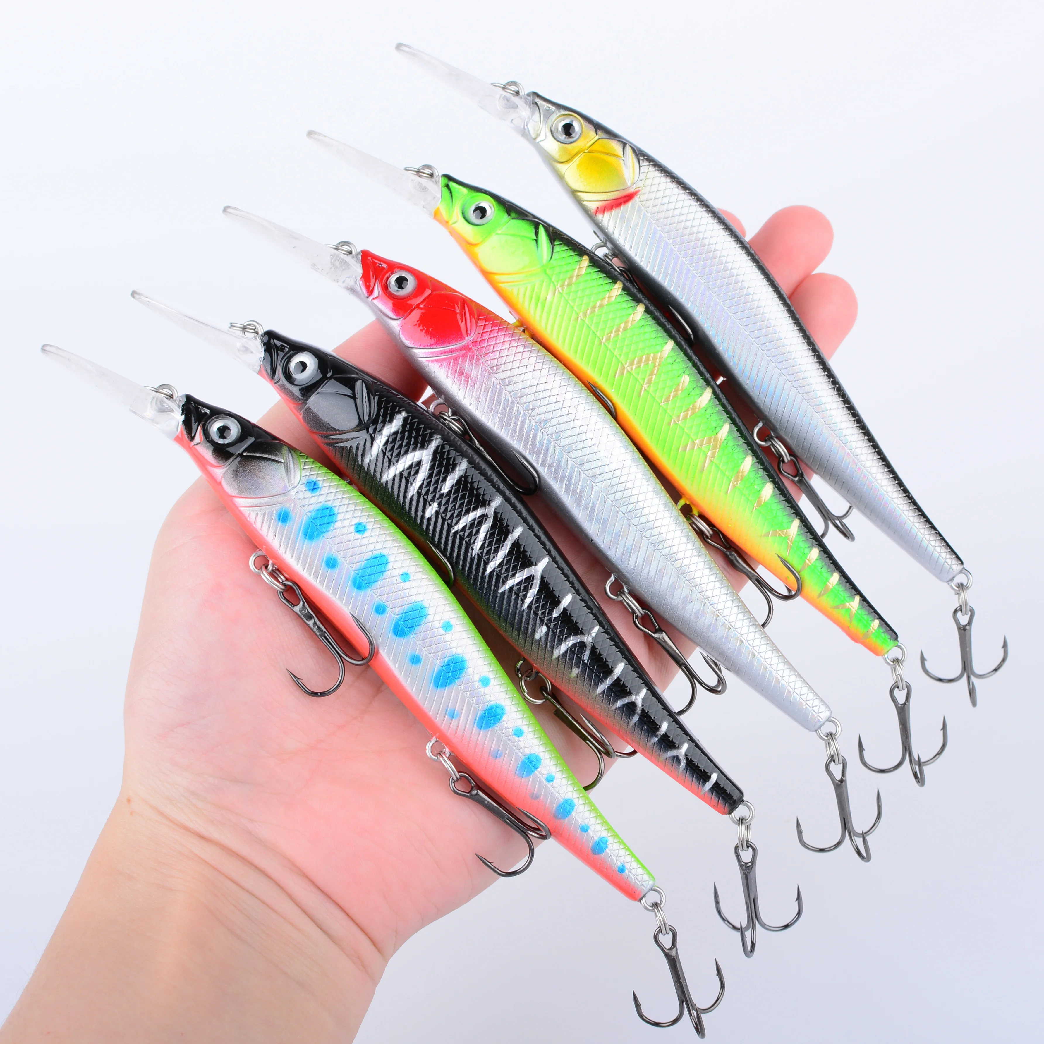 10 قطعة طعوم صيد الأسماك العائمة أسماك المتذبذب الطعم الثابت الاصطناعي مع خطاف ثلاثي لباس بايك كرانكبيت