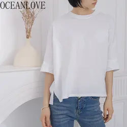 OCEANLOVE T Shirt for Women Solid Japanese Style Ins Fashion Summer Casual Ropa De Mujer Batwing Sleeve Loose Camisetas