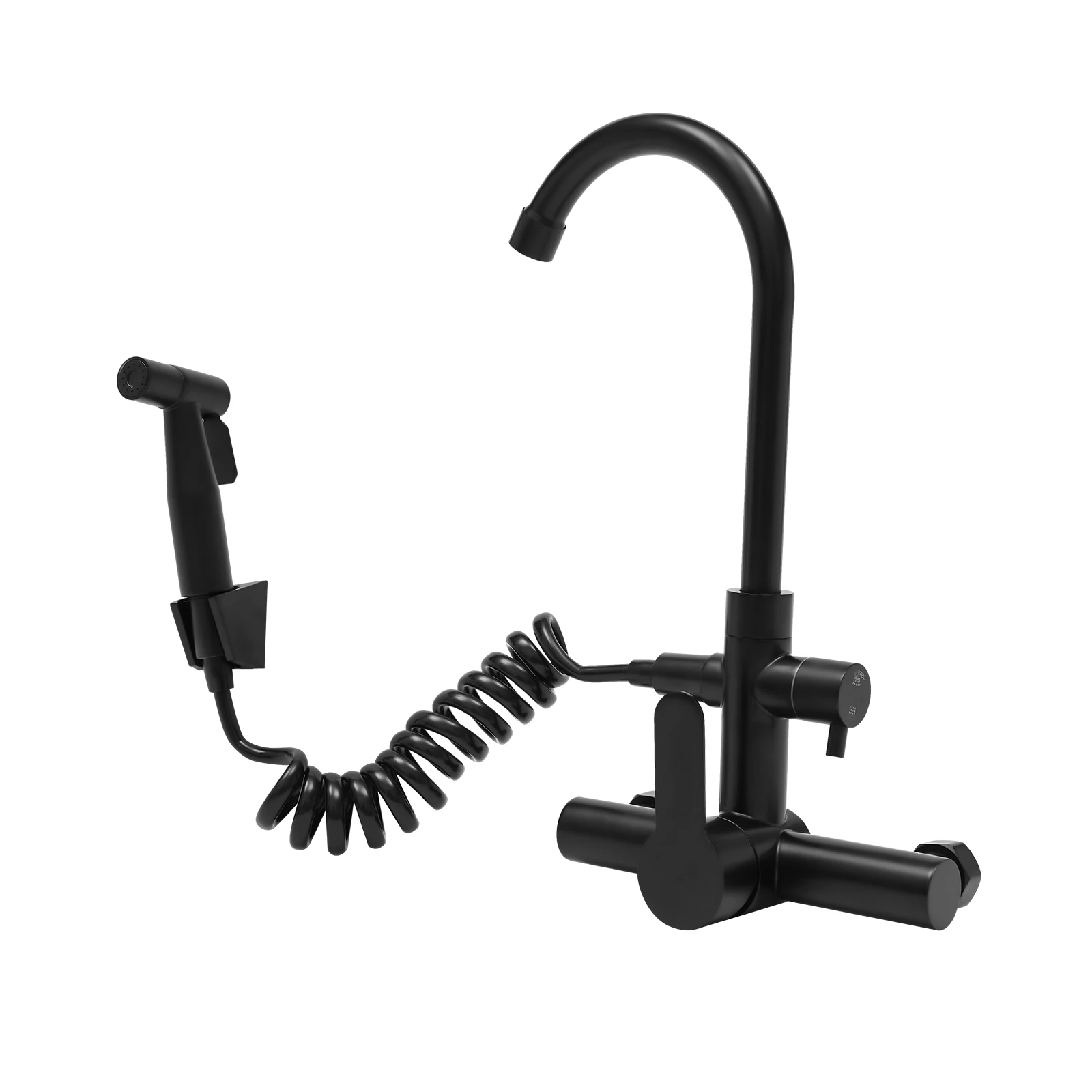 G1/2inch 180° Rotating Black Kitchen Faucet  With Spray Gun Soft and Large Flow