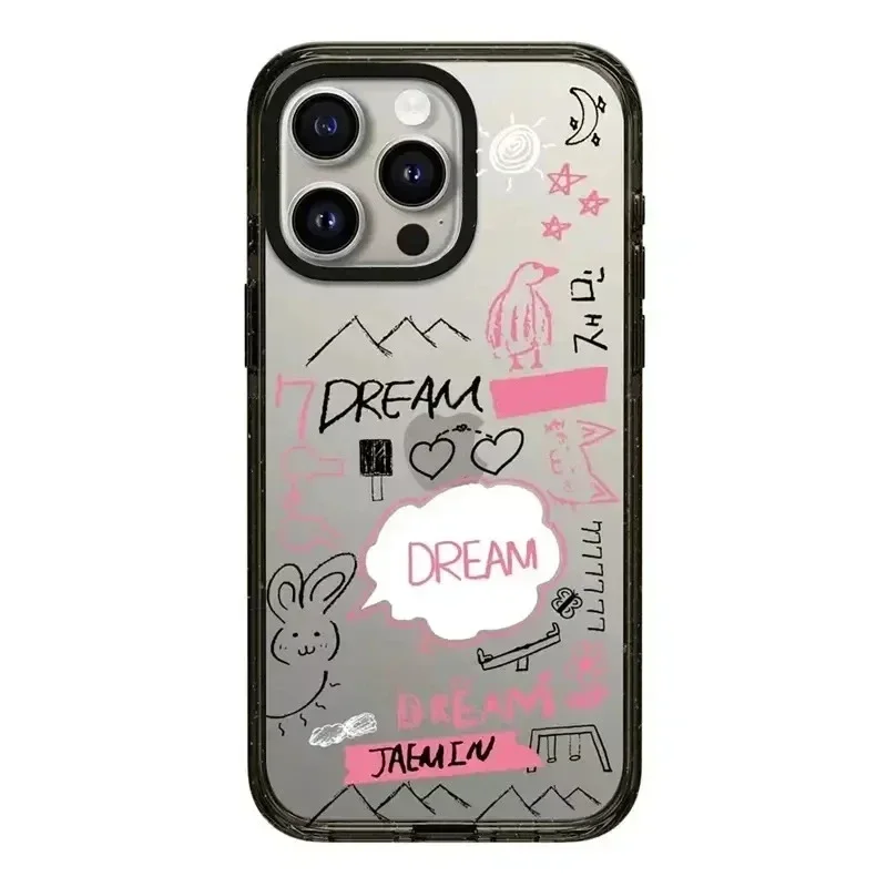 2.5 Acrylic Black Border Kpop Dream iPhone 12 13 15 14 16 Pro Max Protective Case, Fits iPhone 16 Pro Max