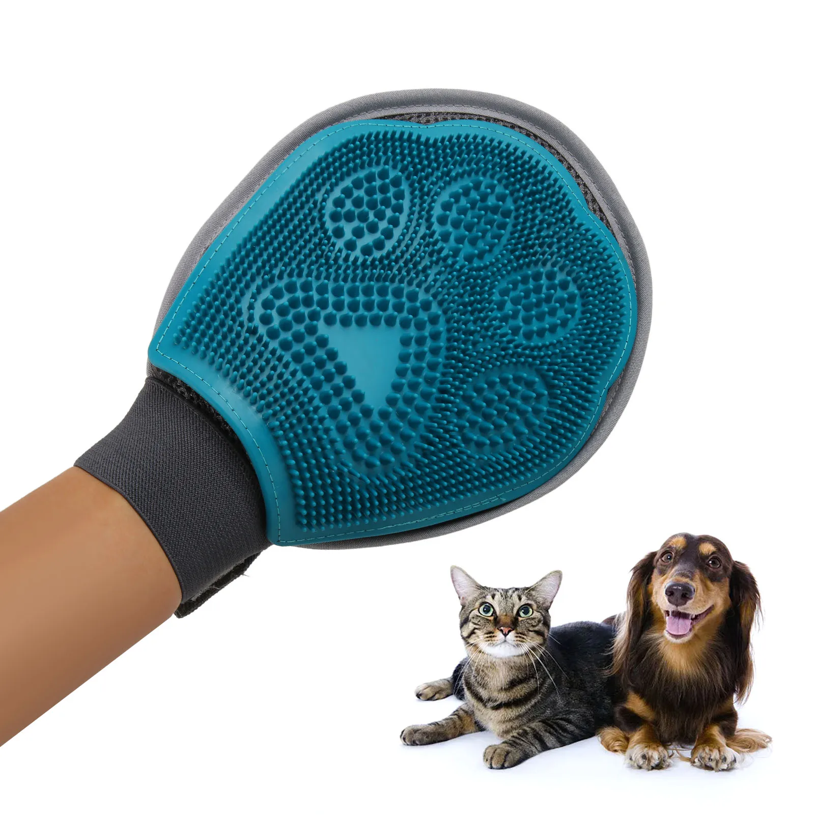 Pet Grooming Glove Double Sided Adjustable Wrist Massage Pet Hair Remover Glove For Cats Dogs