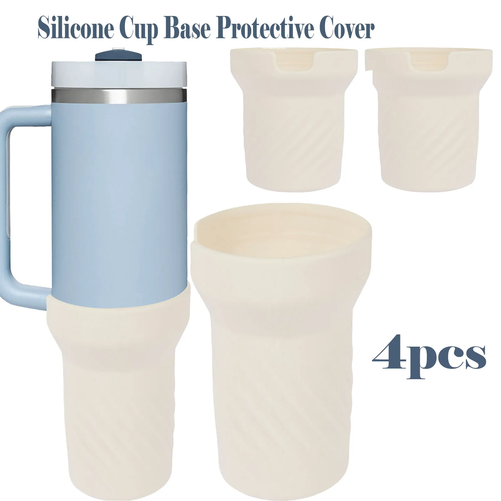 

4Pcs Silicone Cup Base Protective Cover Anti-Slip Rubber Bottle Bottom Pad 10x10x12.5cm Universal Flask Base Insulation Case