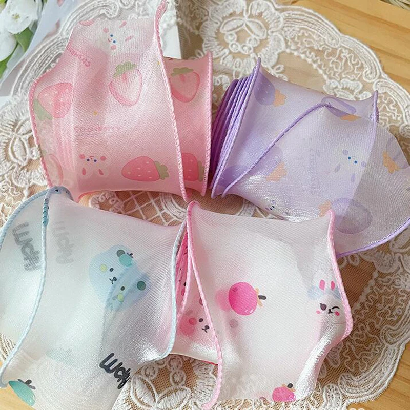 

60MM 25 Yards Strawberries Cartoon Fruit Lock Edge Ribbons Hair Bows DIY Crafts Handmade Accessories Gift Wrapping