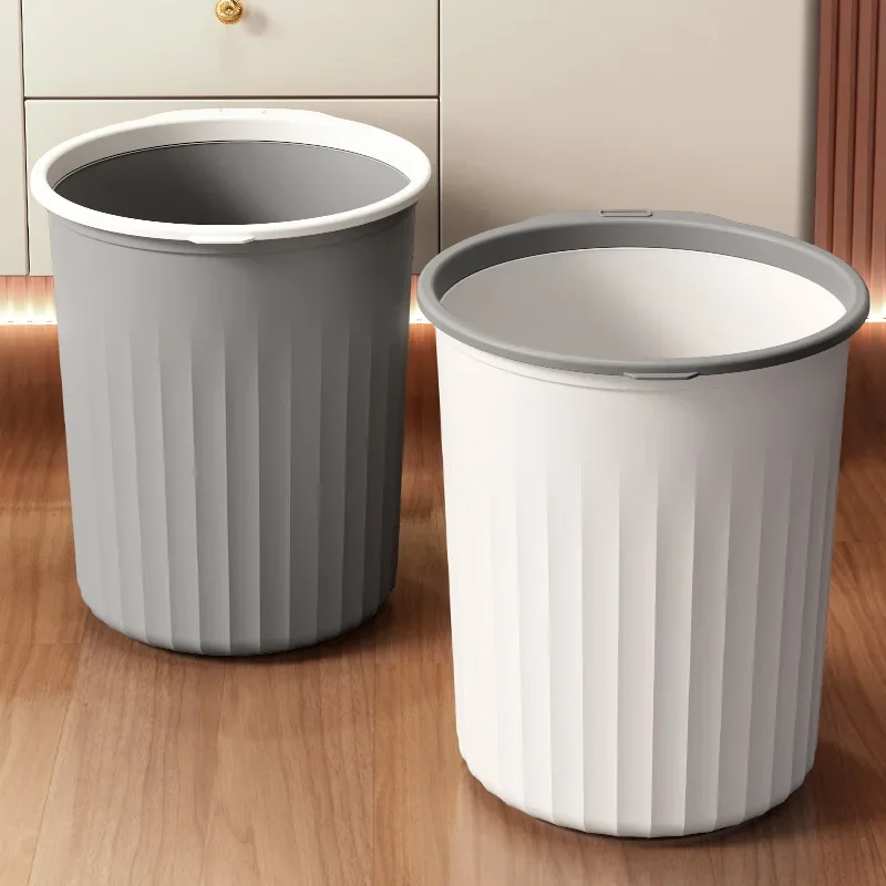 Plastic Home Kitchen High-looking Bedroom Toilet Simple Large Lidless Press Ring Bathroom Trash Can Kitchen Trash Bin