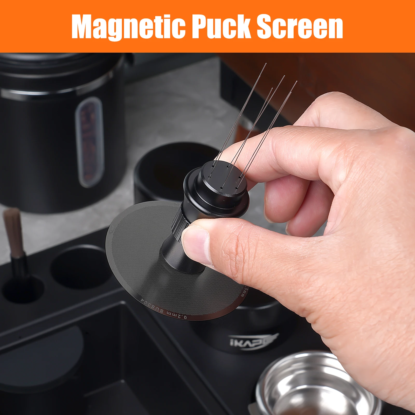 IKAPE Espresso Puck Screen V4, 0.2mm Thickness, Reusable Metal Ultra-thin & Ultra-light Coffee Filters, Food-grade 316 Stainless
