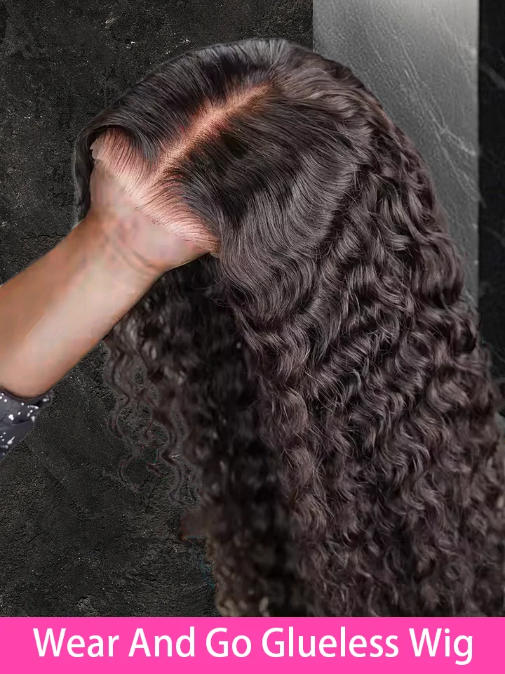 

Curly 5x5 Glueless Lace Front Wig 100% Human Hair 13x6 HD Deep Wave Lace Frontal Wigs 13x4 Water 30 34Inch Closure Kinky Wear Go