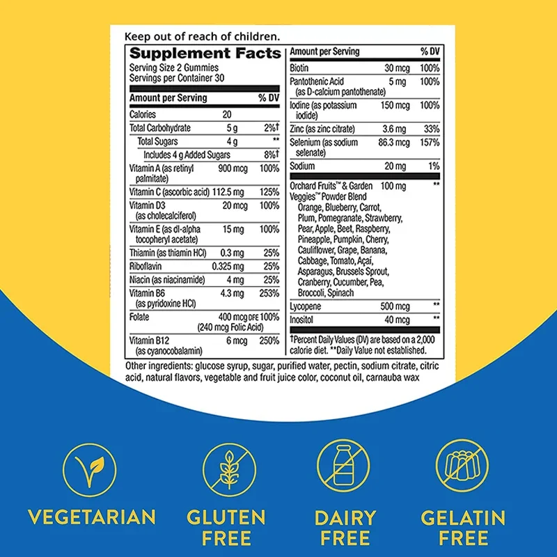 علكات الفيتامينات المتعددة للرجال - تدعم الطاقة وصحة المناعة وتعزز الحيوية وتحسن الهضم