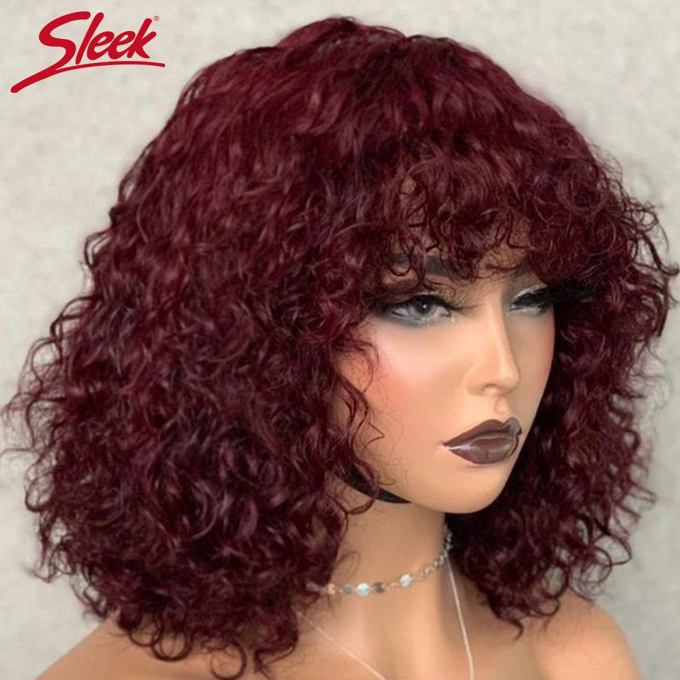 Pelucas de cabello humano con corte Bob Pixie corto con flequillo Jerry, peluca rizada a máquina completa, resalte, pelucas de color rubio miel para