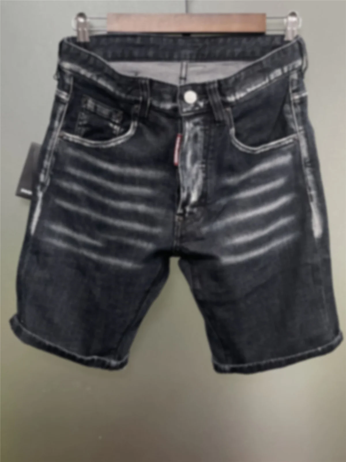 

2024 Summer D2 Jeans New Men's denim shorts Fashion plaid fabric roll up hem style worn and ink torn cropped pants