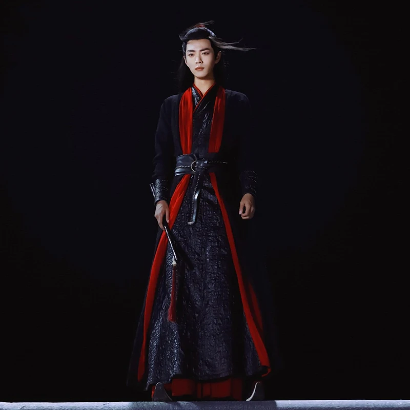 TV Play Drama Chen Qing Ling Actor Garment Xiao Zhan Same Design Elegant Black Swordman Male Costume Cosplay Hanfu Xiaoxingchen