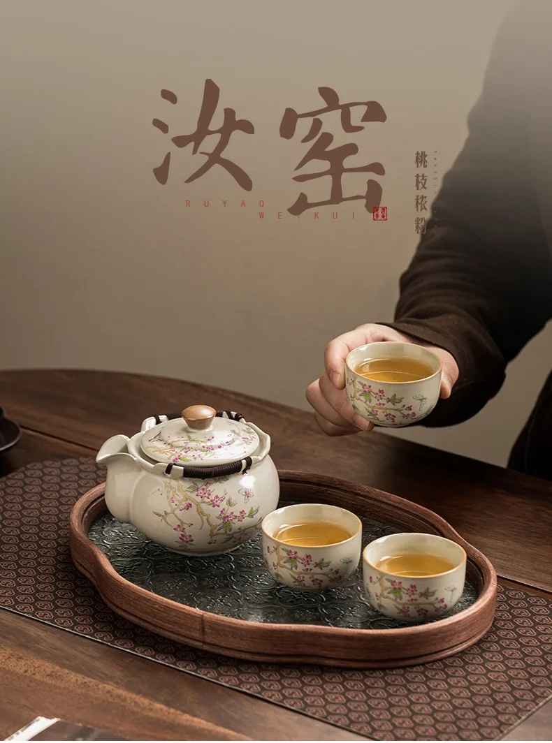 

Ru Kiln Kung Fu Tea Set With Plum Blossom Decoration, High End Home Use, Ladies With High Beauty, Drinking Tea Cups