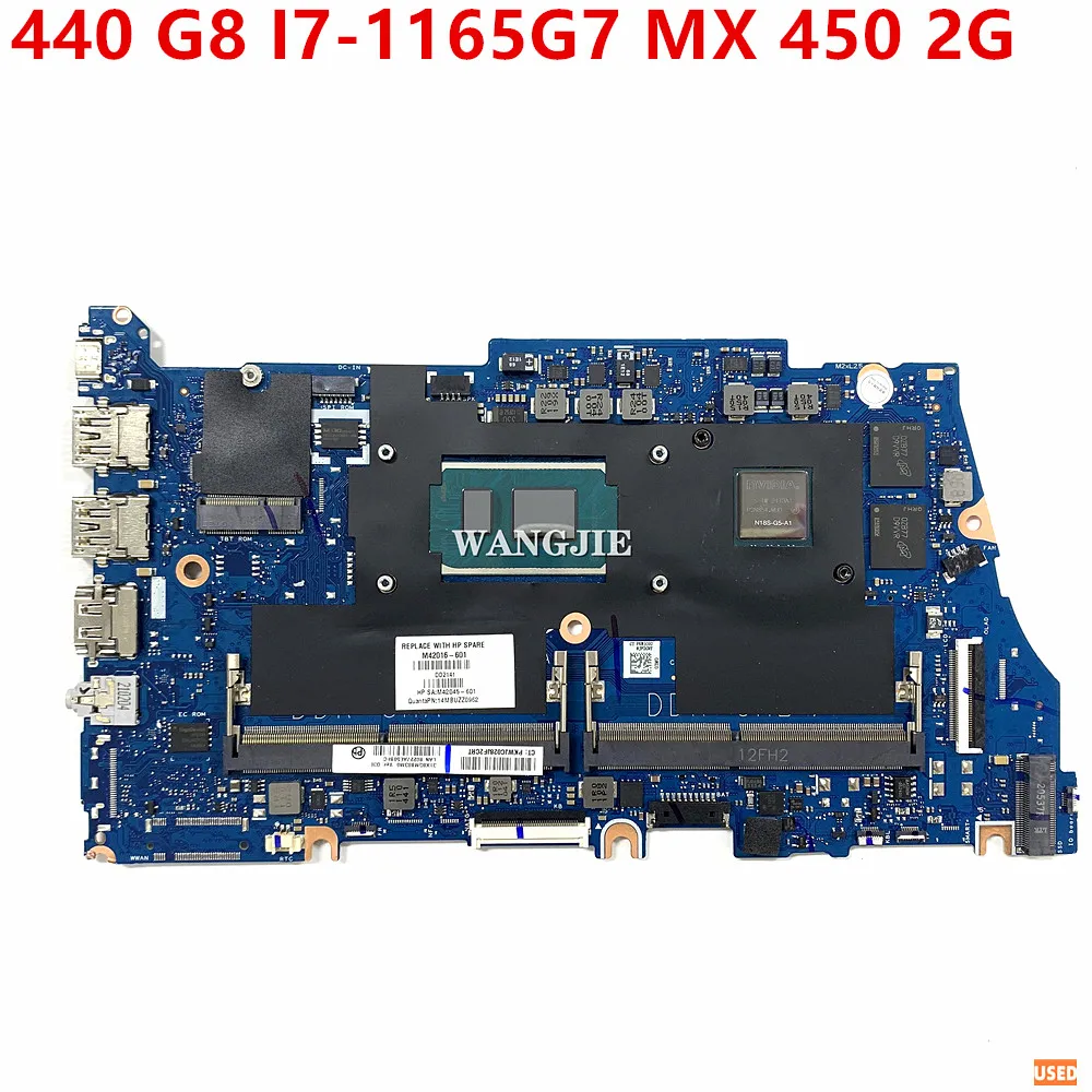 

Used DAX8QAMB8D0 M42016-001 M42016-501 M42016-601 For HP ProBook 440 G8 Laptop Motherboard SRK02 I7-1165G7 DDR4 MX 450 2G