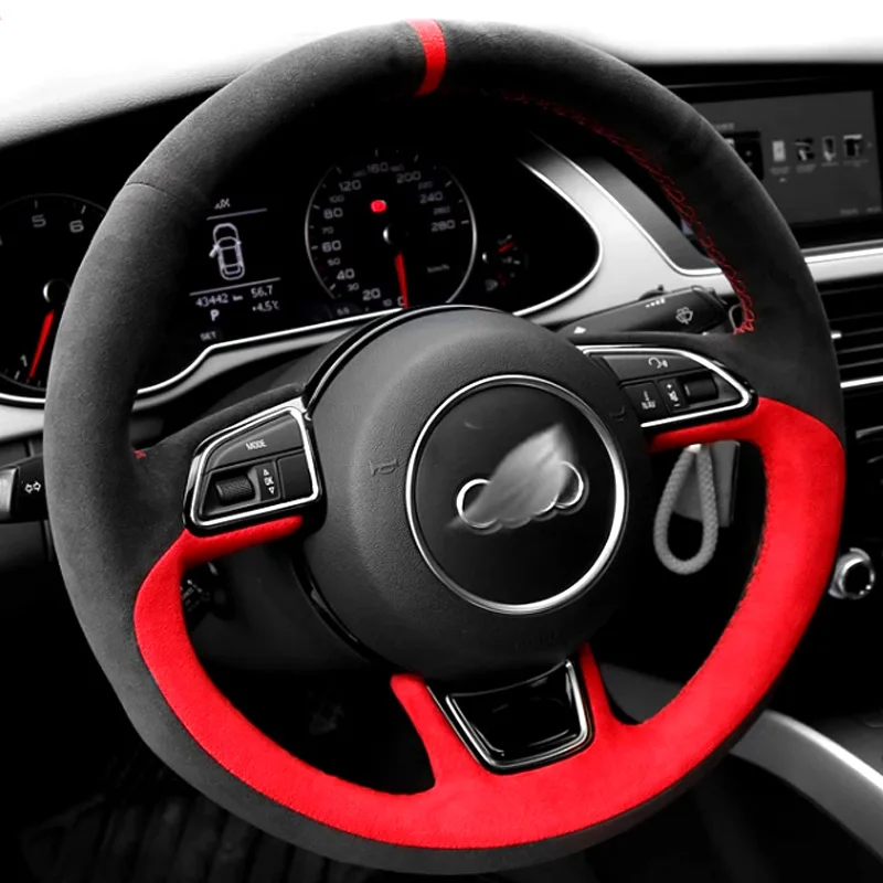 

DIY Steering Wheel Cover Braid red Suede Interior for Audi A1 8X A3 8V Sportback A4 B8 Avant A5 8T A6 C7 A7 G8 A8 D4 Q3 Q5 8R