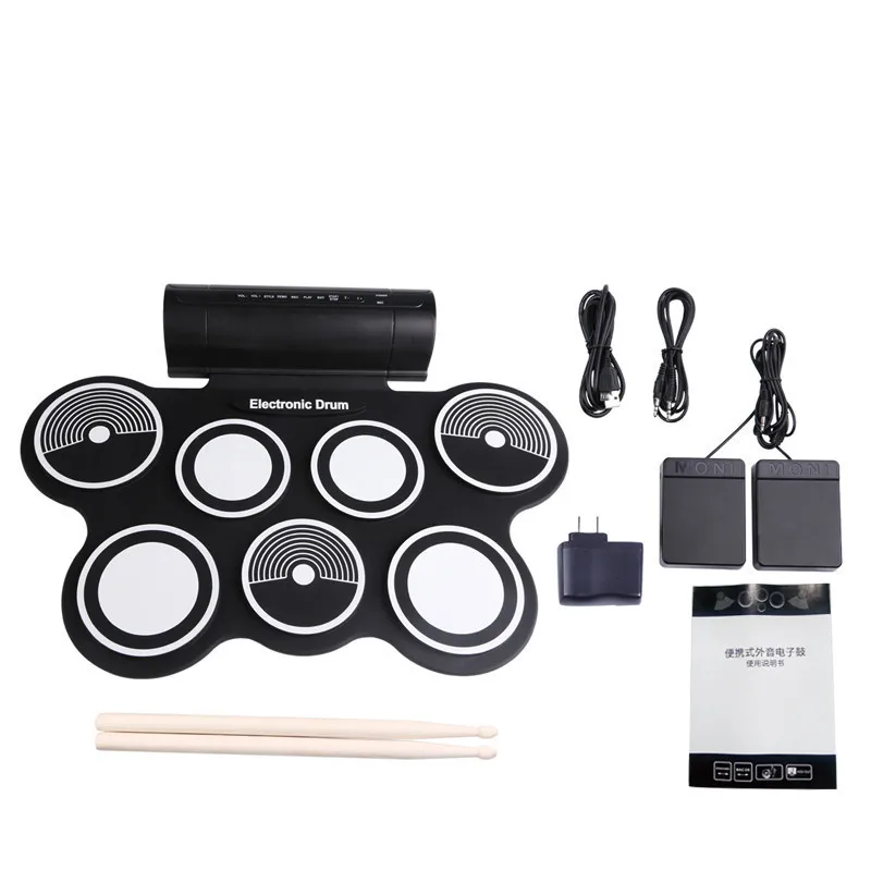 Portable Silicone Hand-Roll Electronic Drum Set USB Jazz Drum Cross-Border Instrument For Percussion Tabla Style