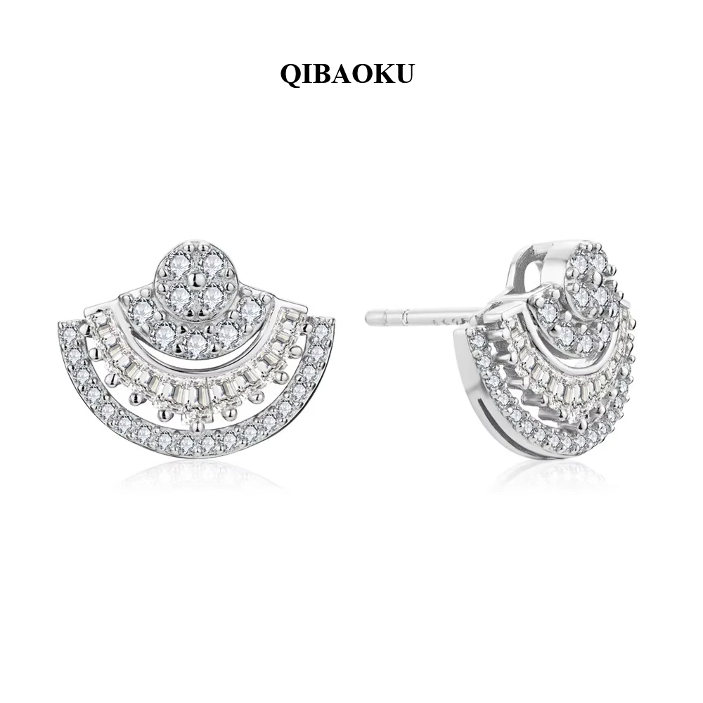 QIBAOKU Luxury D VVS1 Color Moissanite Sector Earrings For Women 100% S925 Sterling Silver Engagement Wedding Earring Gifts 2026