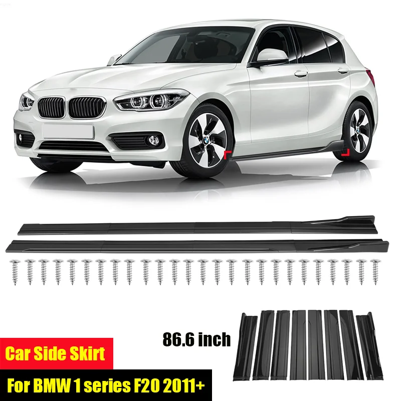 Para accesorios BMW F20 F21 1 serie 118I 116D 2019 + extensiones de falda lateral de coche negro brillante paneles basculantes alerón embellecedor lateral Facto