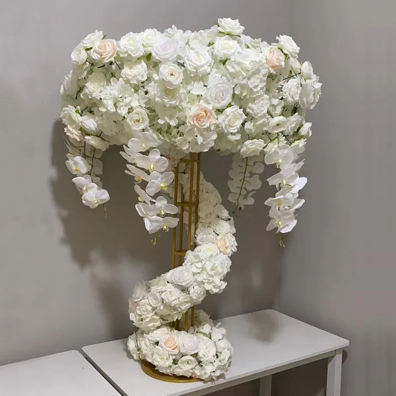 120 cm hoher Goldmetall-Blumenständer, runde Säule, Hochzeitsdekoration, geometrisches Blumenregal, Event-Party-Gangdekoration – Detail 1