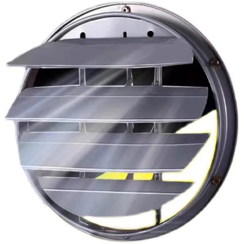 Axial flow fan aluminum alloy shutter circular fan outdoor rain protection cover air outlet self-hanging shutter return air