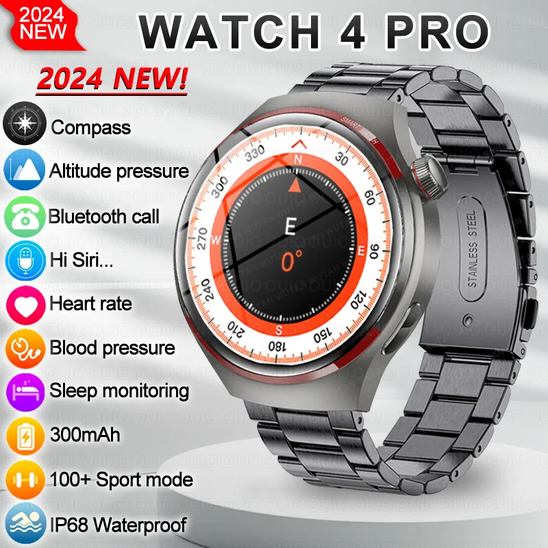 Original For Huawei Xiaomi Watch 4 Pro Smart Watch Men GPS Tracking AMOLED 360*360 HD Screen Bluetooth Call Sports Smart Watch