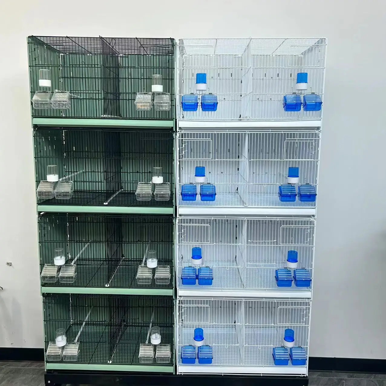 4-Layer 8-Grid High Quality Stackable Square Breeding Birds Cage Plastic Tray Snap Button Closure Metal PP/Low Carbon Steel Made