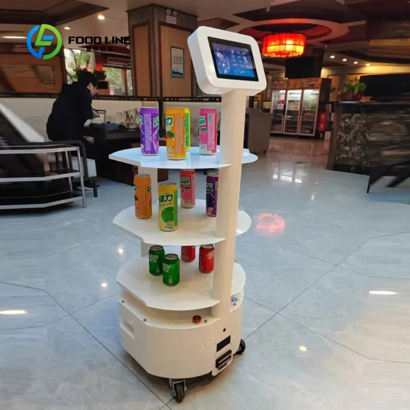 Customized Smooth-Delivery Automatic Obstacle Avoidance Round Service Robot & Touchscreen-equipped Food Delivery Robot