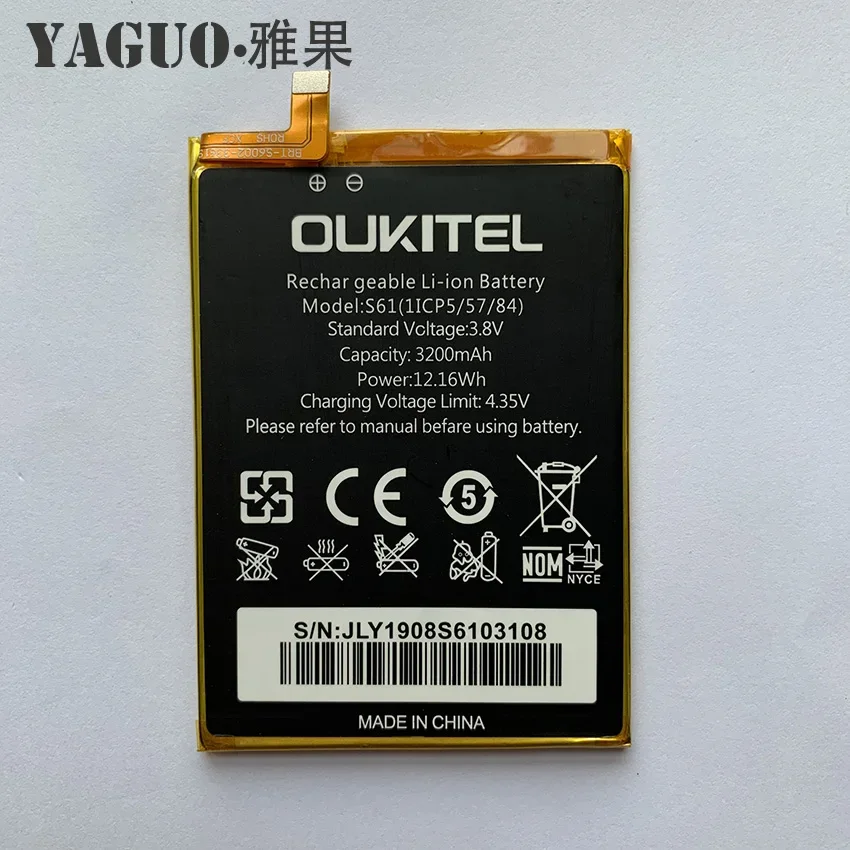 100% Original Oukitel S61 Battery 3200mAh Battery Backup Replacement for OUKITEL U25 Pro U25Pro MTK6750T Smart Phone + Tool Kits