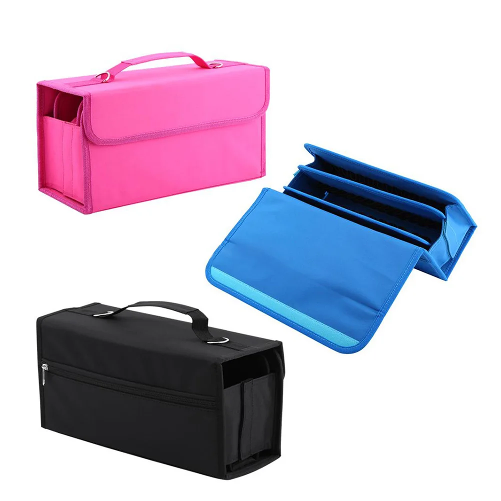 

Marker Storage Case Heavy Duty Nylon Zipper Bag Shoulder Strap Detachable Sleeve For Table Easel Countertop Pens