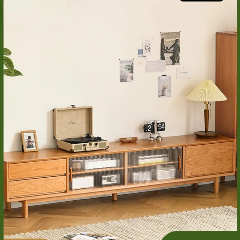 

Скандинавский шкаф для телевизора из цельного дерева вишни, японский бревенчатый цвет, гостиная, маленькая квартира, простой аудиовизуальный шкаф для хранения