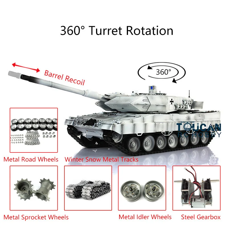 Leopard2A6 RC Tanque para Meninos, 1:16 HENG LNG 7.0, 3889 Barrel Recoil, Metal Track, Link Controle Remoto, Veículo Automóvel, TH17640