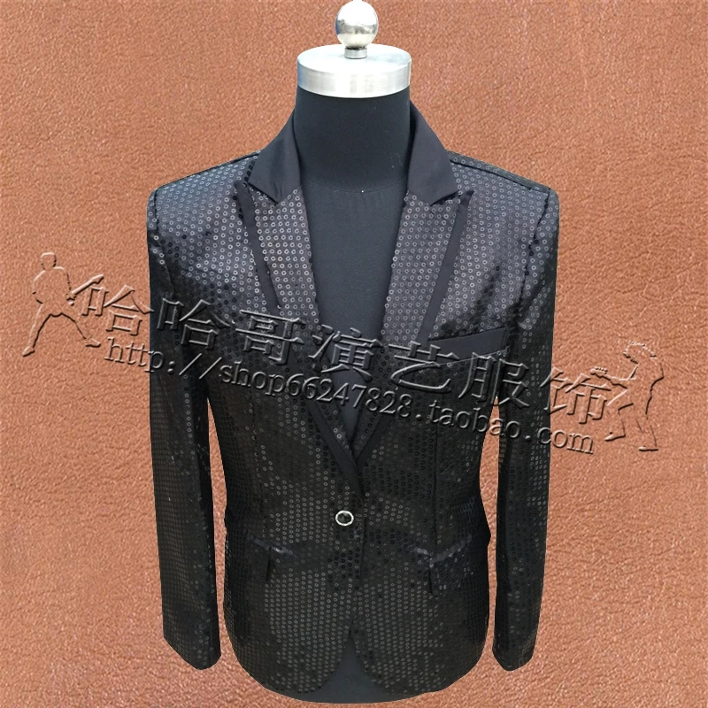 

Red Blue Gold Silver Black White Glitter Suit Jacket Stage Costume Men's Clothing Singer Host Emcee Wedding Dress Best Man Suit