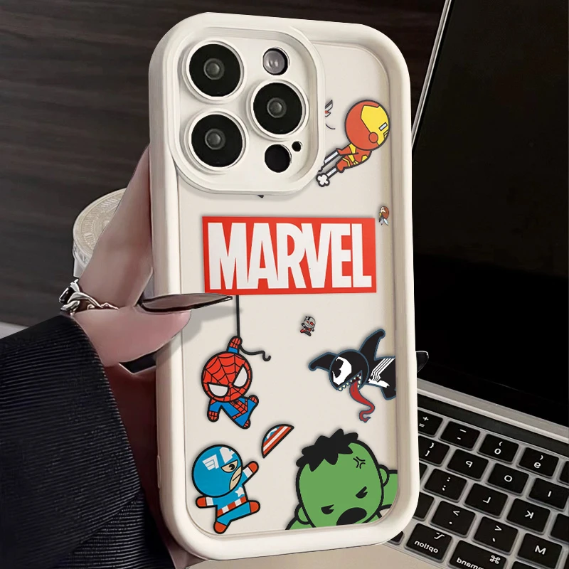 Marvel Hero Hulk Cartoon For iPhone 15 14 13 12 11 Pro Max XS Max X XR 7 8 Plus 6S 5S  Liquid Eye Ladder Phone Case