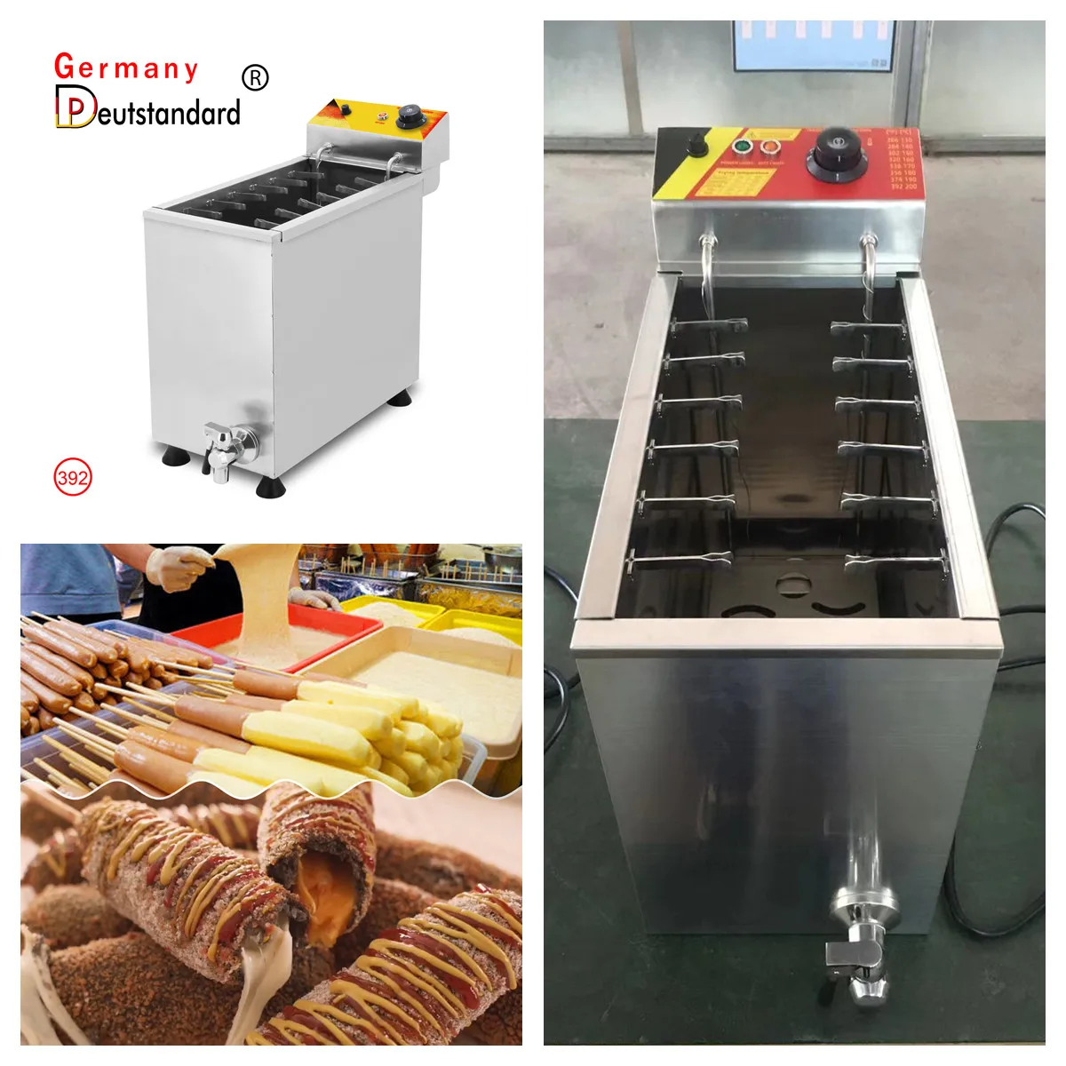 

Commercial Automatic 25L Large Capacity Cheese Hot dog Sticks Fryer Electric Deep Korean Corn Dog Fryer Machine Snack machines