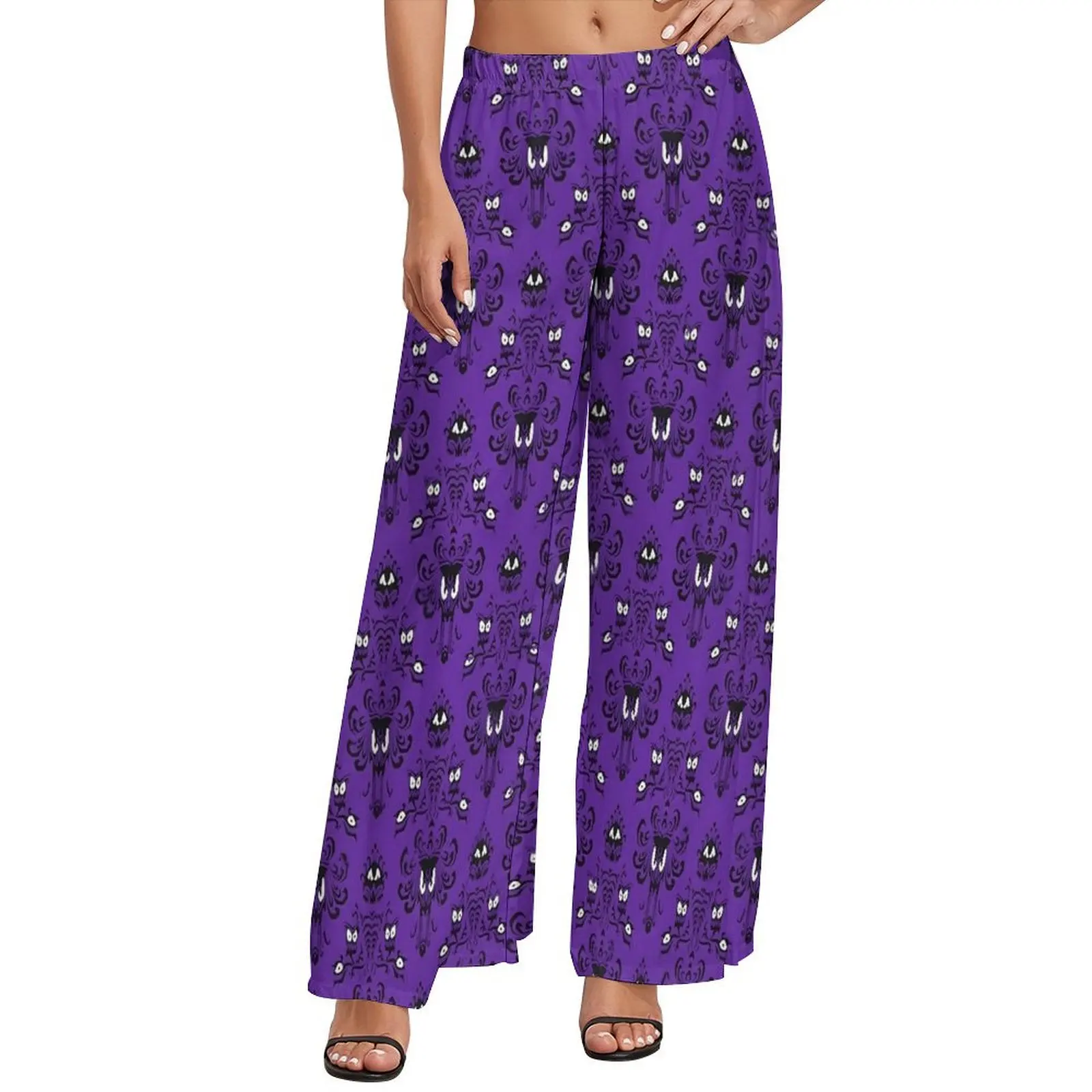 

Haunted Mansion Pants High Waisted Vintage Print Trendy Trousers Streetwear Pattern Wide Leg Pants