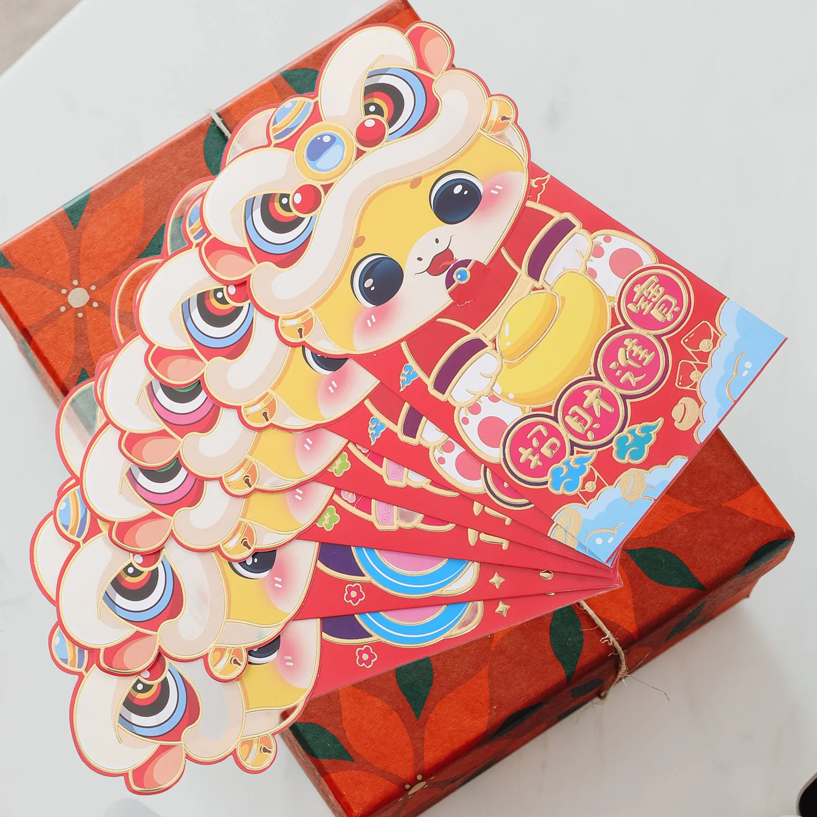 

6Pcs Red Envelopes Cartoon Design 2025 New Year Flap Red Money Pocket Traditional Chinese Celebrations Hongbao