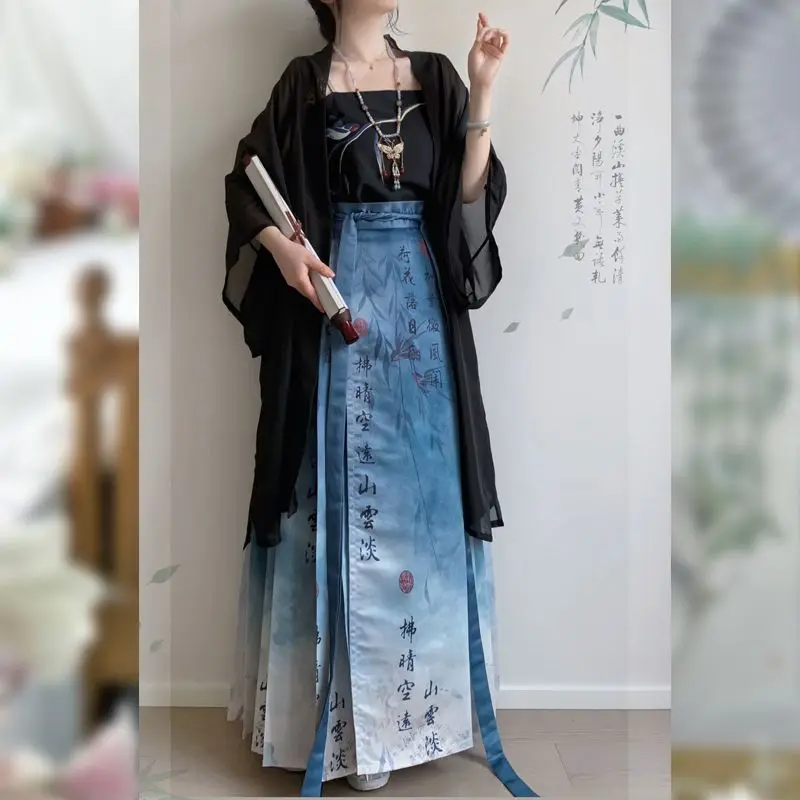 Blueblack 세련된 송나라 중국 Hanfu 전통 무대 댄스 여성 드레스 요정 코스프레 Hanfu 세트 우아한 공주 의상