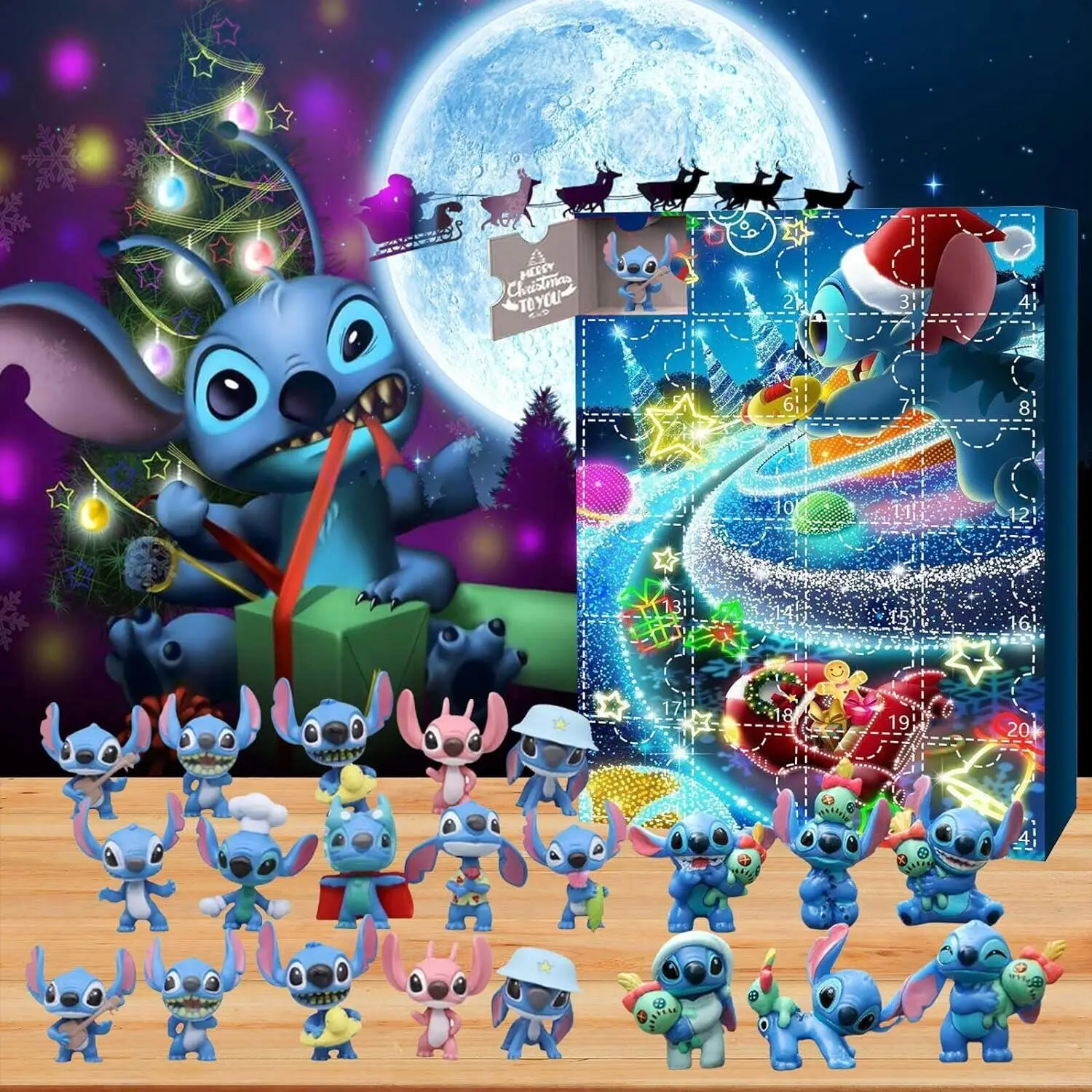 New Stitch Christmas Advent Calenda Blind Box Cute Anime Figure Lilo&Stitch Mini Model Toys Ornaments Children's Christmas Gifts