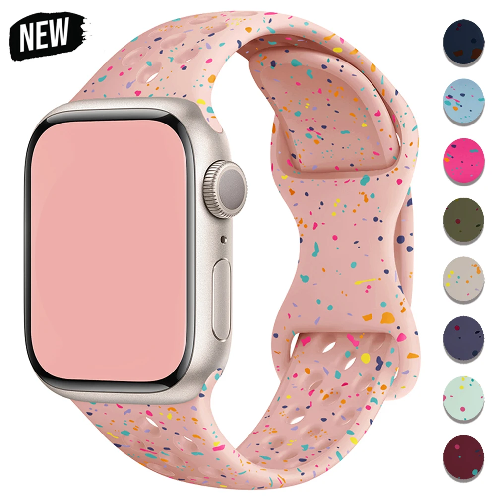 Sport-Silikonarmband für Apple Watch Band Ultra 49mm Series 9 8 SE 7 6 Atmungsaktives Armband für iWatch 44 45mm 40mm 41mm 38 42mm