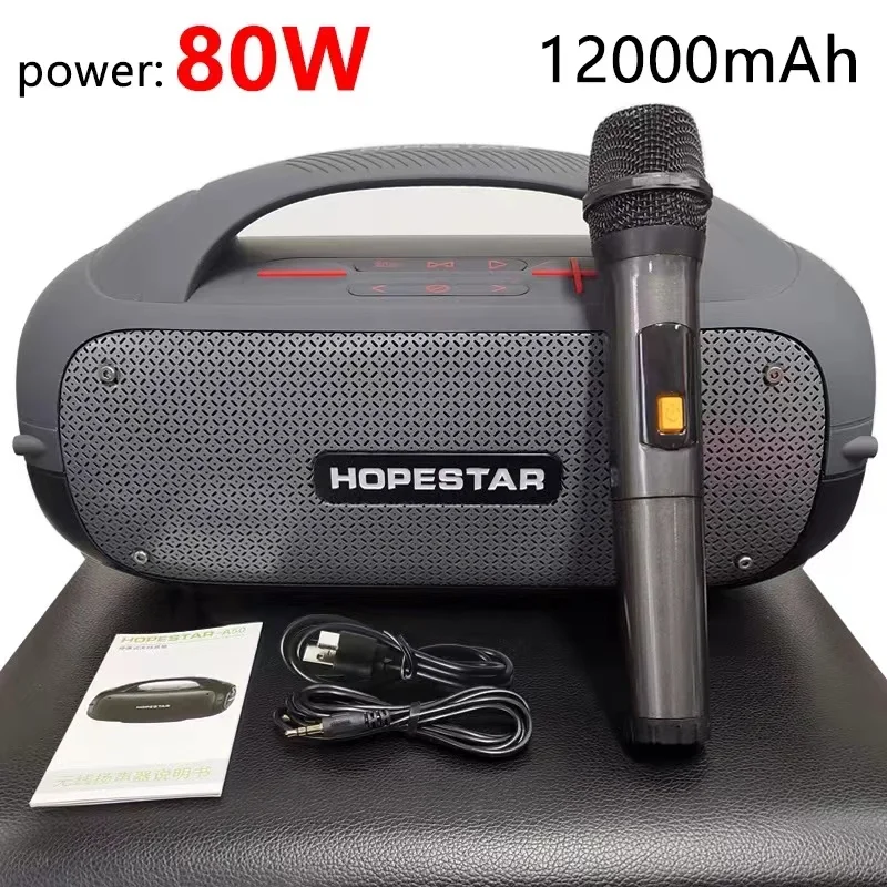 Hopestar A50 80W Bluetooth Speaker High Power Outdoor Portable Wireless Column Music Center Subwoofer Super Base Audio With Mic