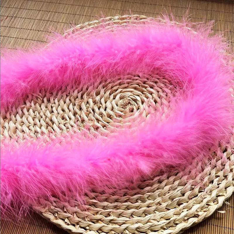 22g Turkey Marabou Feather Boa 2m Leather Pink Soft Feather Trim Strip for DIY Crafts Costume Stage Performance Decoration