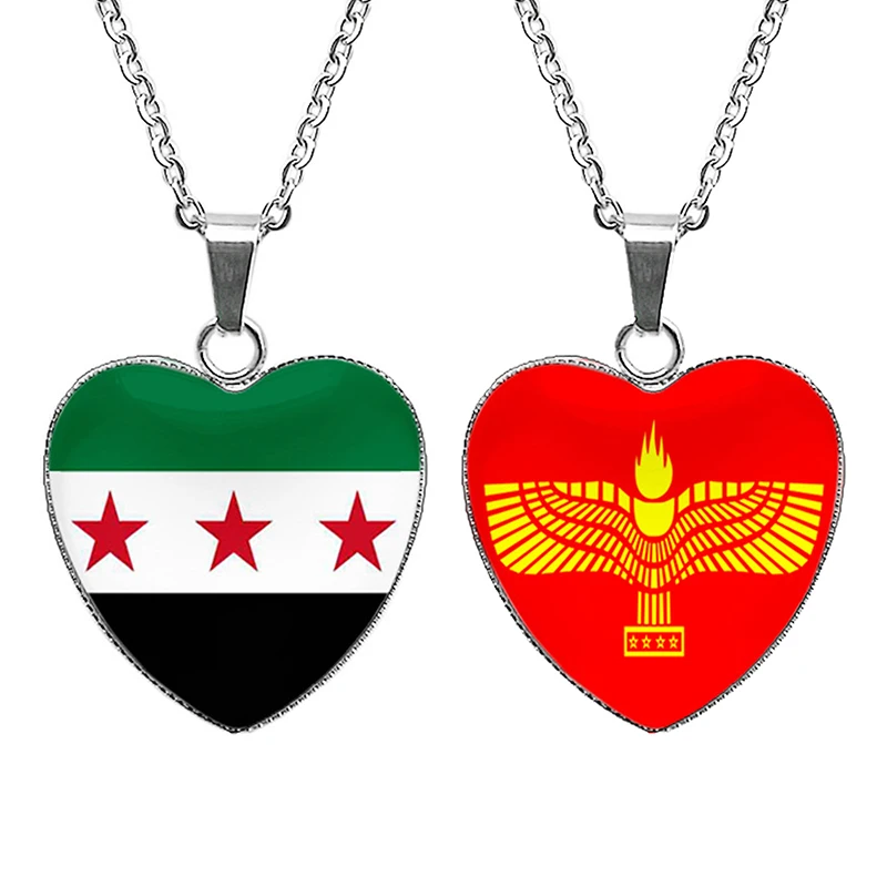 Unique Syria Map Pendant Necklaces Traditional Flag Pendant Friendship Necklace For Women Men Jewelry Holiday Party Gift