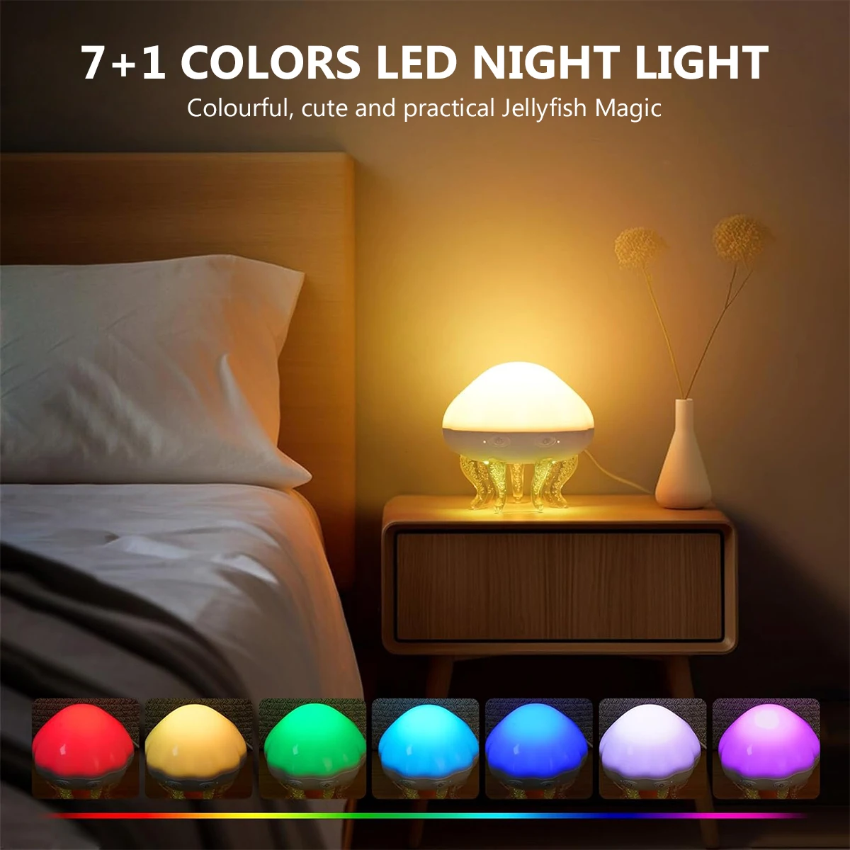 Lampada da notte con luce di proiezione natalizia con meduse con impostazione timer a 8 cambiamenti di colore per proiettore per decorazioni per feste, camera da letto