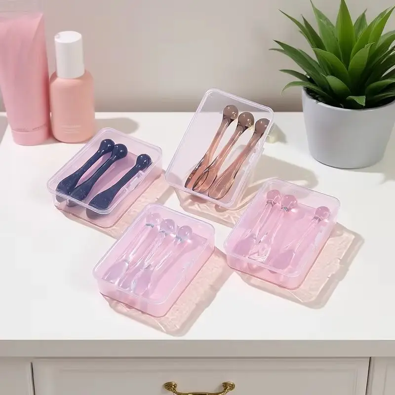 

1/3pcs Acrylic Cosmetic Spatulas Scoop With Box Absorb Roller Facial Applicator Face Cream Mask Mud Mixing Spoon Beauty Tools