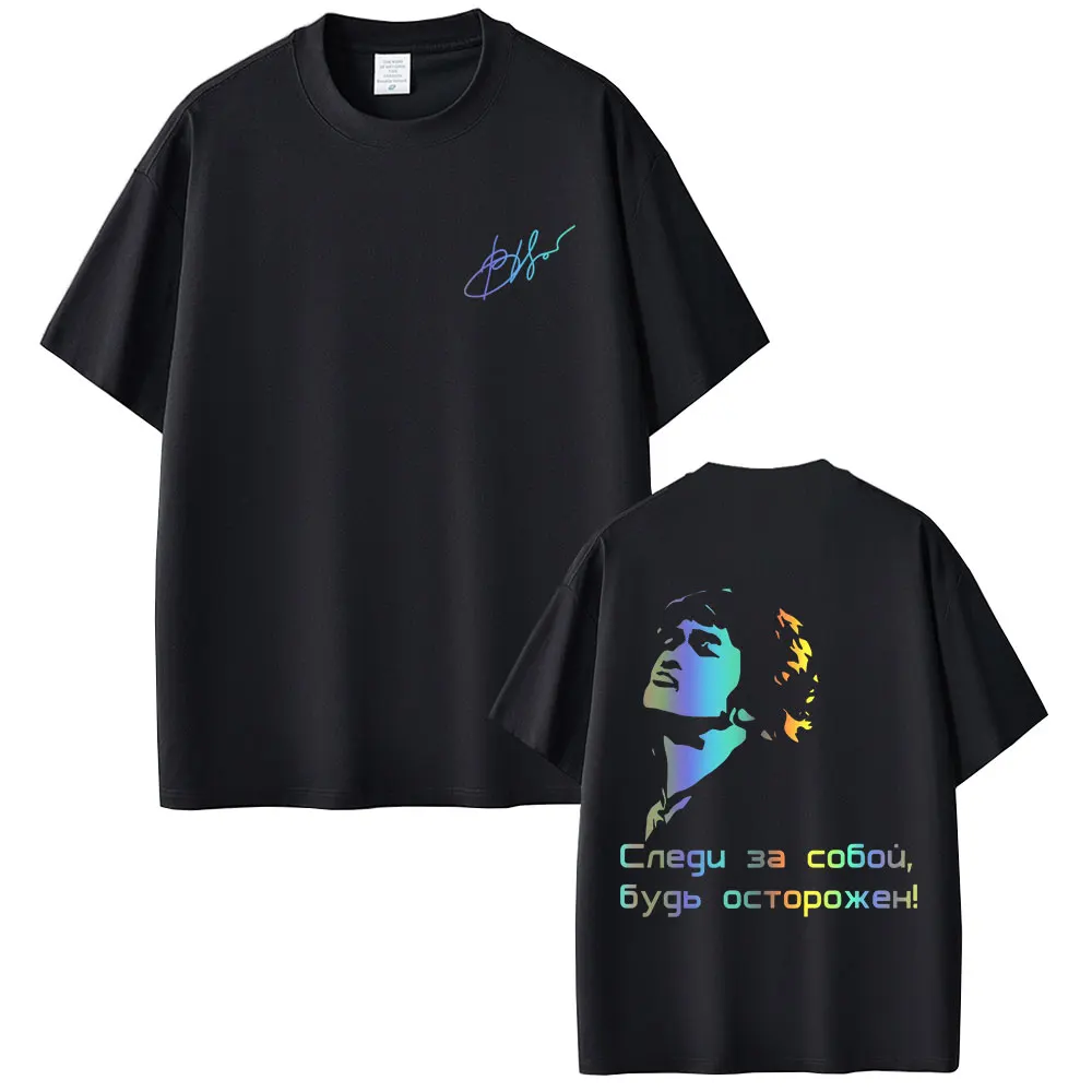 

Legendary Russia Rock Band Kino Viktor Tsoi Face Graphic T-shirt Men Casual Gothic Vintage T Shirts Men's Oversized Streetwear